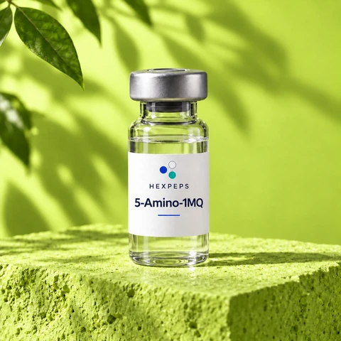 Vial ilustrativo Hexpeps etiquetado 5-Amino-1MQ