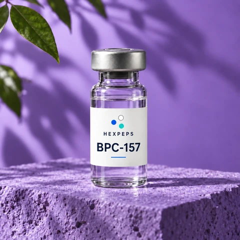 Vial ilustrativo Hexpeps etiquetado BPC-157