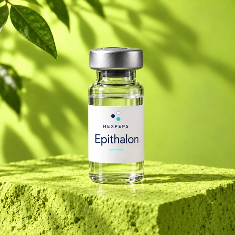 Vial ilustrativo Hexpeps etiquetado Epithalon