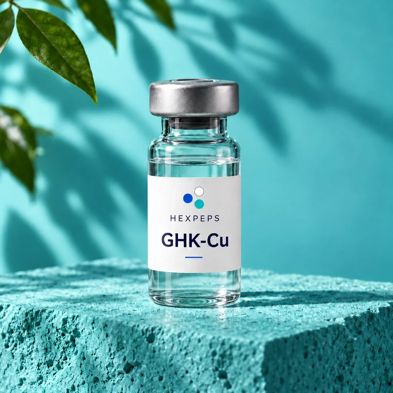 Imagen ilustrativa de vial de investigación; no representa el envase específico de GHK-Cu