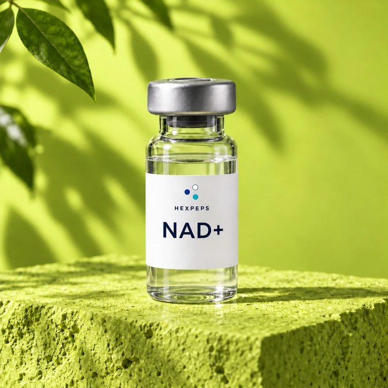 Imagen ilustrativa de vial de investigación; no representa el envase específico de NAD+