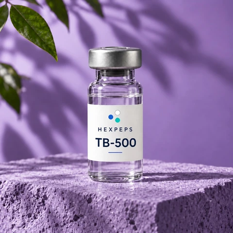 Vial ilustrativo Hexpeps etiquetado TB-500